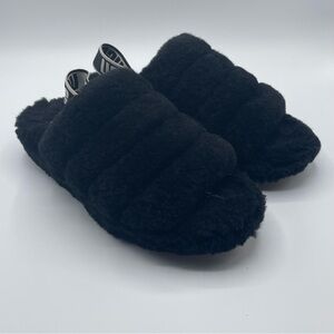 UGG Black‎ Fuzzy Slides